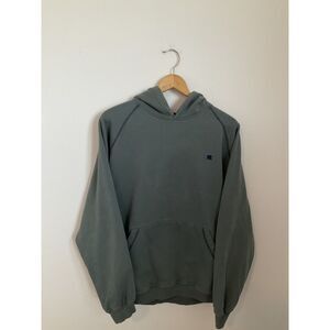 Y2K Russell Athletic Hoodie Olive Green Navy Contrast Stitch R Logo Mens L